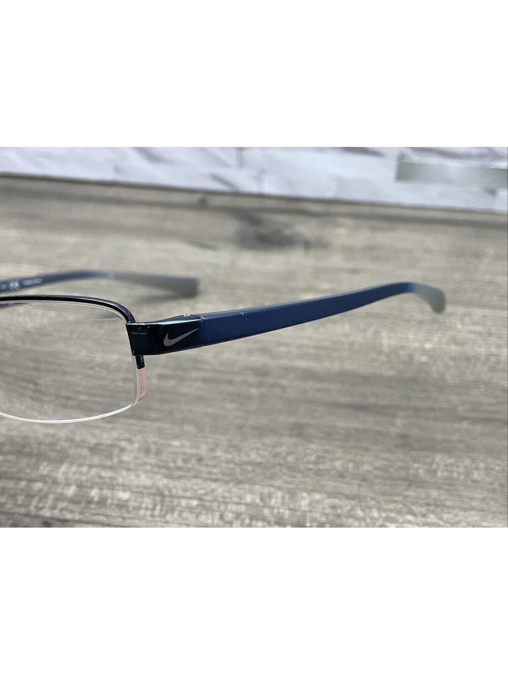 Nike Eyeglasses Frame 8090-412 Mens Navy Blue Metal Half Rim 53[]17-140 Frames